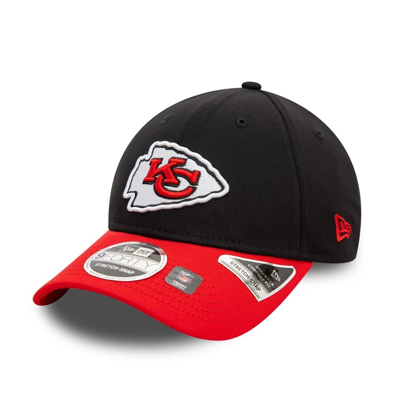 Kansas City Chiefs NFL Black 9FORTY Stretch Snap Adjustable Cap OSFM