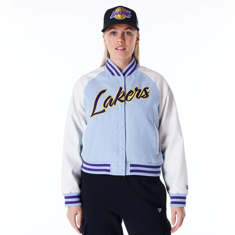 LA Lakers Womens NBA Pastel Blue Varsity Jacket XS