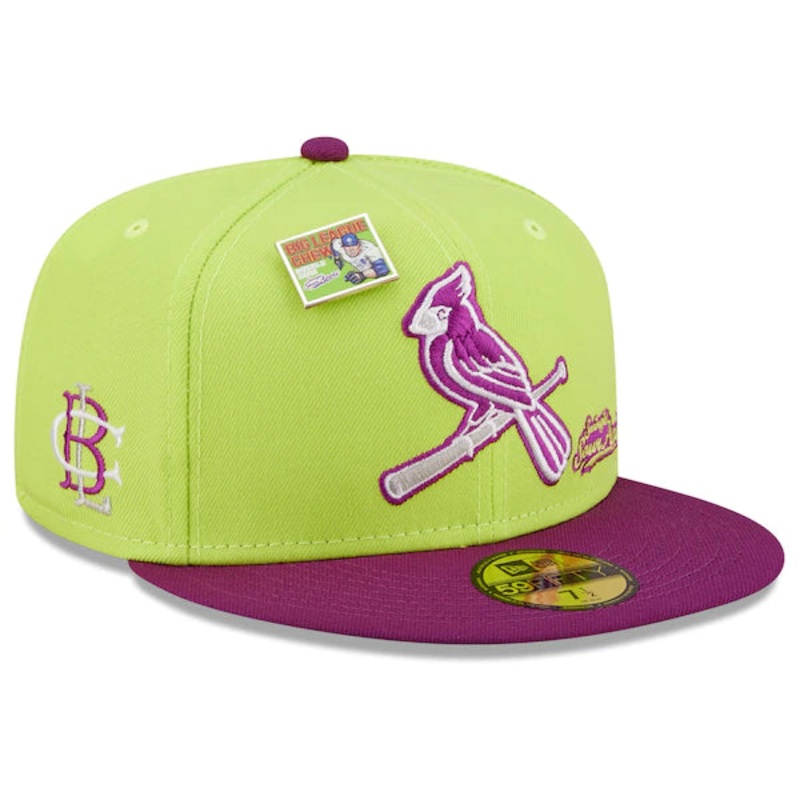 New Era MLB x Big League Chew  St. Louis Cardinals Swingin’ Sour Apple Flavor Pack 59FIFTY Fitted Hat – Green/Purple