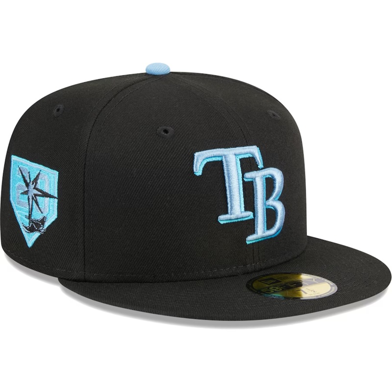 New Era Tampa Bay Rays Black/Baby Blue Pastel Undervisor 2023 59FIFTY Fitted Hat