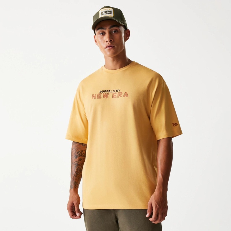 New Era Vacation Graphic Beige Oversized T-Shirt XS