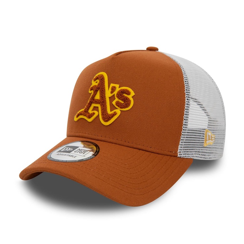 Oakland Athletics Boucle Brown Trucker Cap One Size