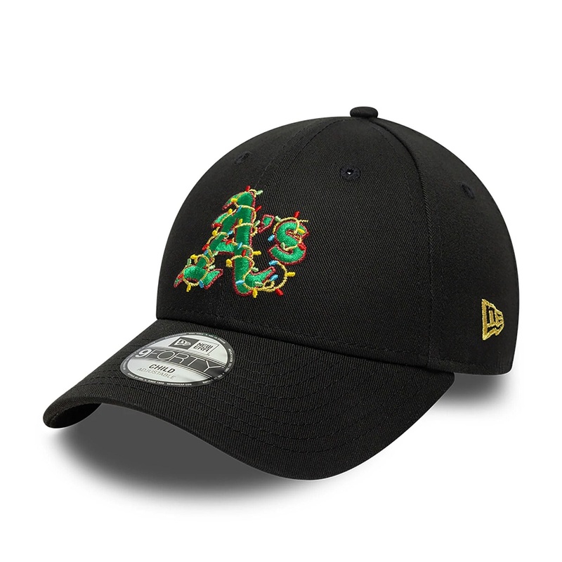 Oakland Athletics Child Christmas Lights Black 9FORTY Adjustable Cap Child