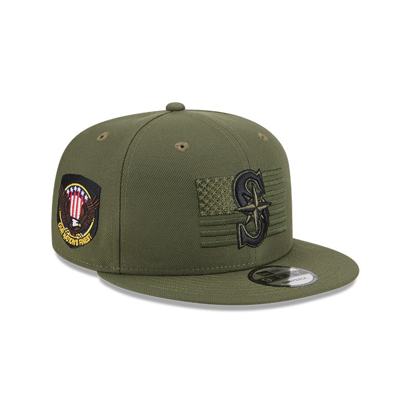 Seattle Mariners New Era 2023 Armed Forces Day 9FIFTY Snapback Hat – Olive