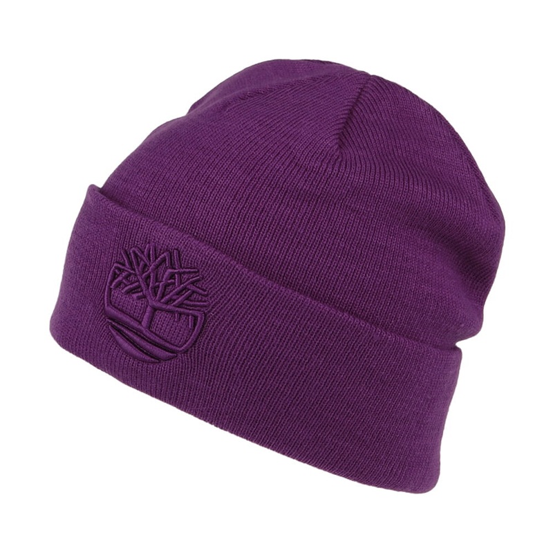 Timberland Hats Tonal 3D Embroidery Beanie Hat – Plum 1-Size