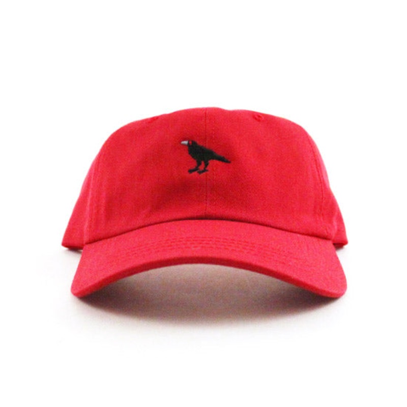 Crow Unconstructed Baseball Adjustable Dad Hat (Dark Red) One Size