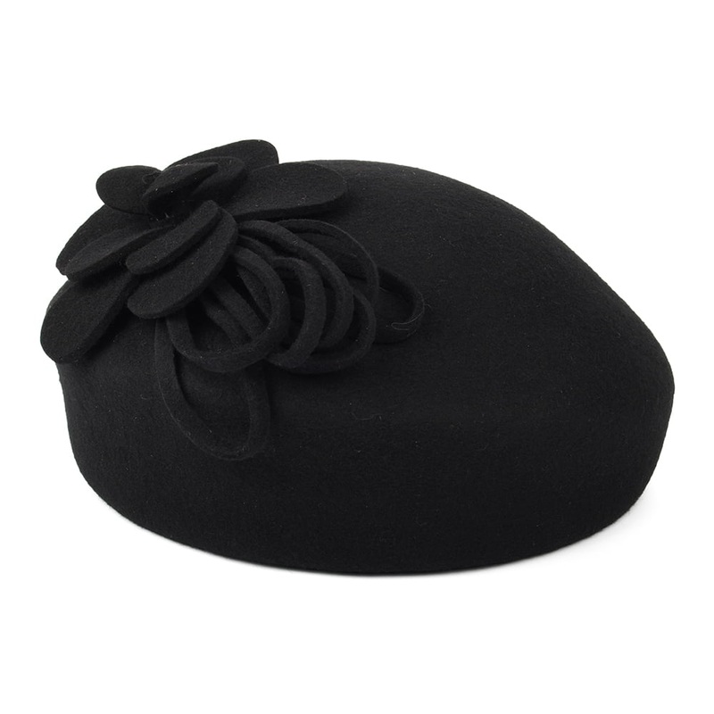 Failsworth Hats Flower Pillbox Hat – Black 1-Size