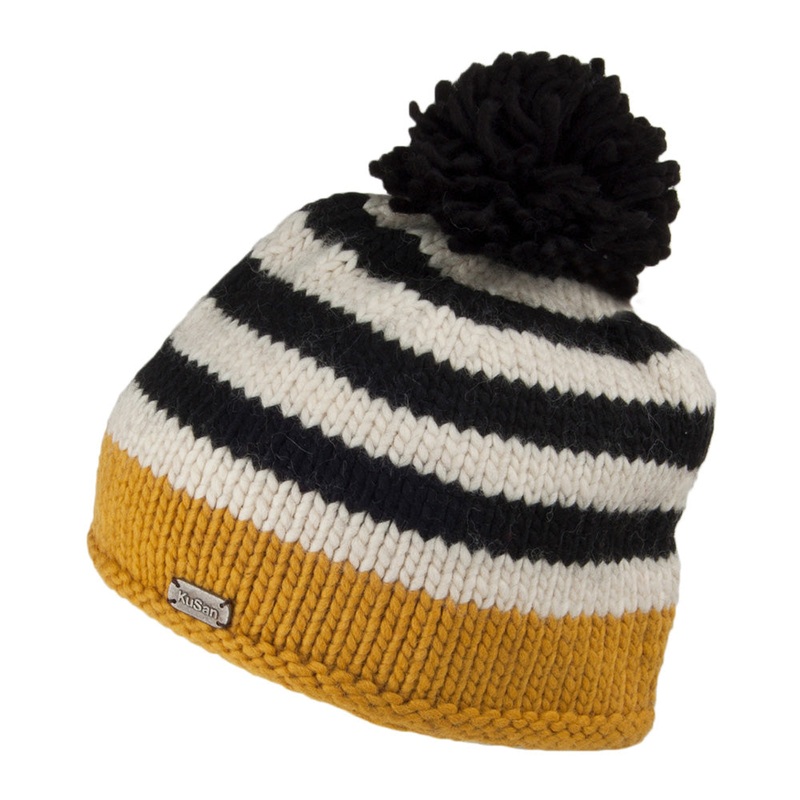 Kusan Moss Yarn Bobble Hat – Yellow 1-Size