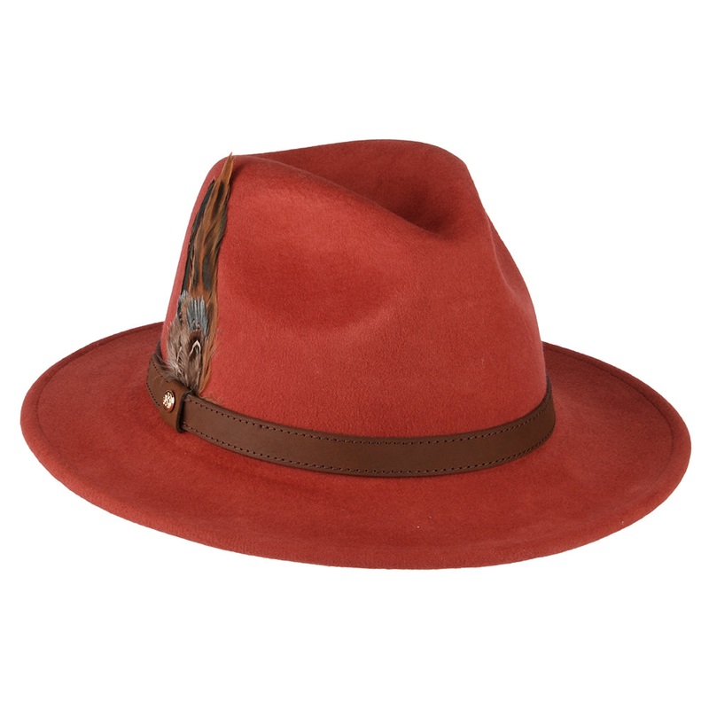 Failsworth Hats Showerproof Wool Felt Fedora Hat – Ginger Small/Medium