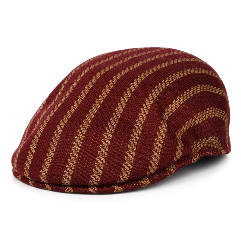 Kangol Twist Stripe 504 Flat Cap – Cranberry-Camel S