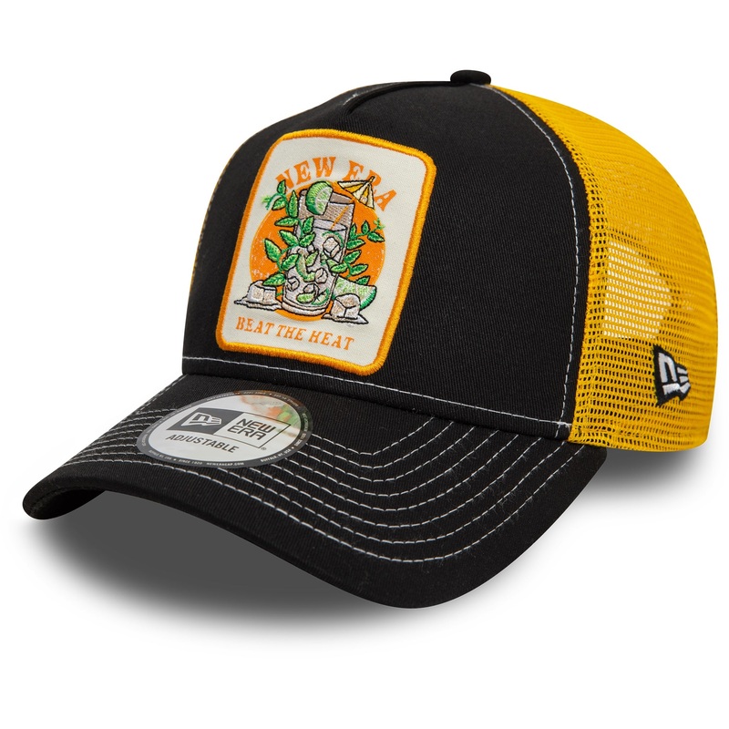 New Era 9FORTY Summer Patch  A-Frame Black/Yellow Trucker Cap One Size
