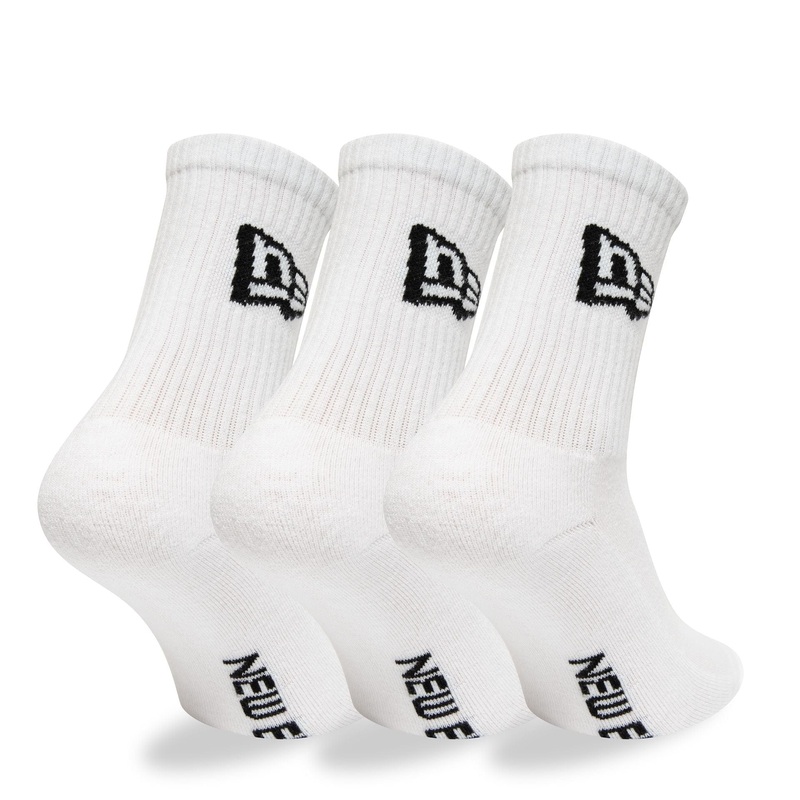 New Era Flag 3 Pack Crew White Sock 2-5