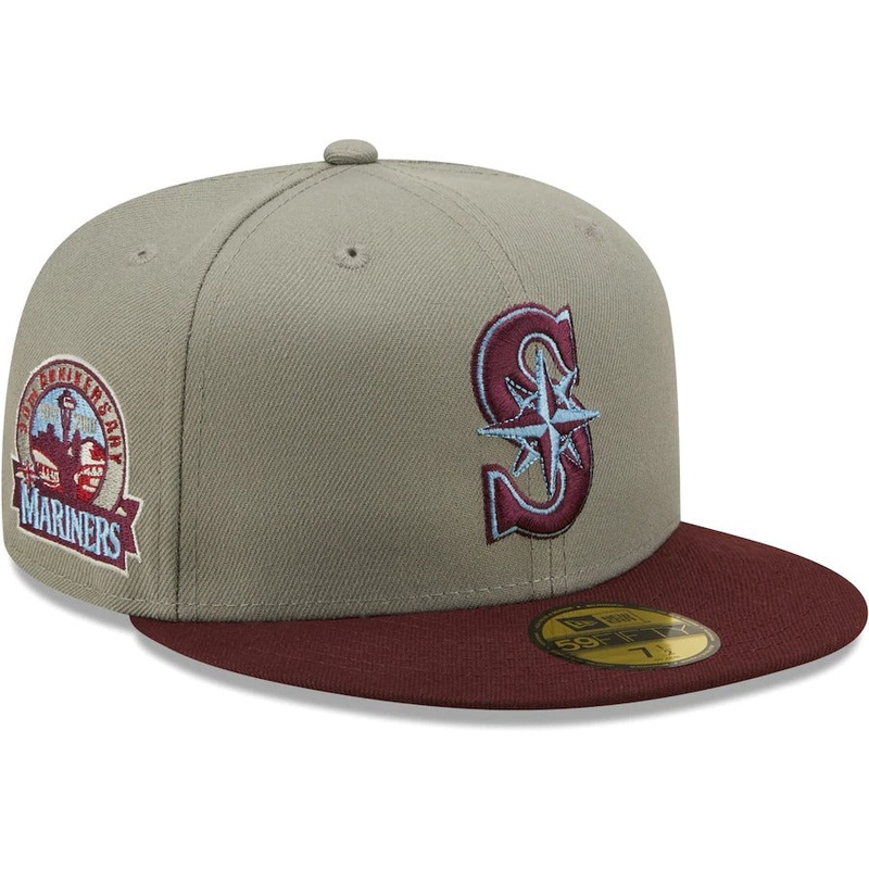 New Era Seattle Mariners Gray/Maroon 30th Anniversary Blue Undervisor 59FIFTY Fitted Hat
