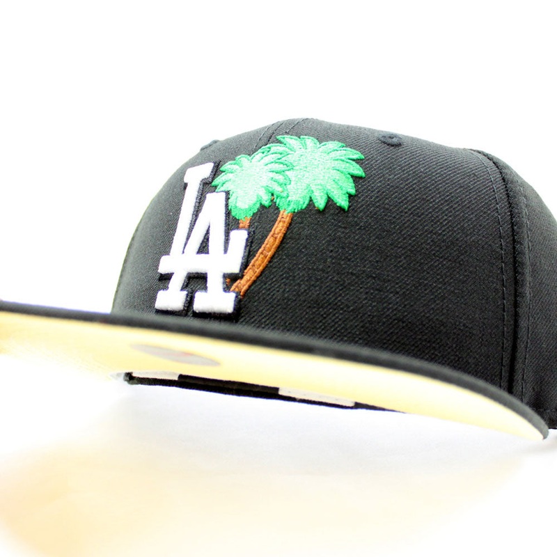 Palm Tree Los Angeles Dodgers New Era 59Fifty Fitted Hat (Black Yellow Under Brim) 7