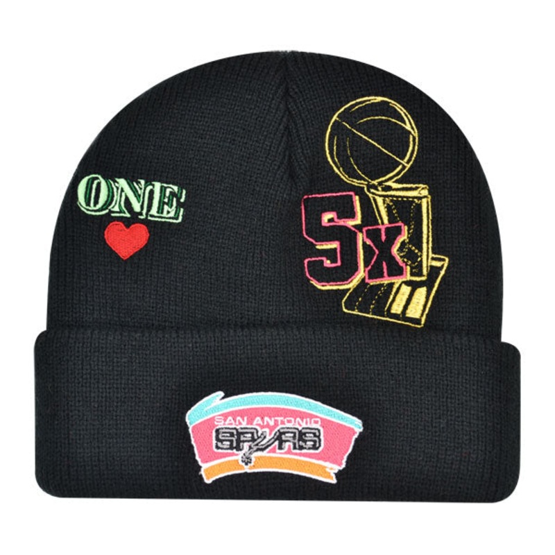San Antonio Spurs Mitchell & Ness HYPERLOCAL Cuffed Knit NBA Hat – Black