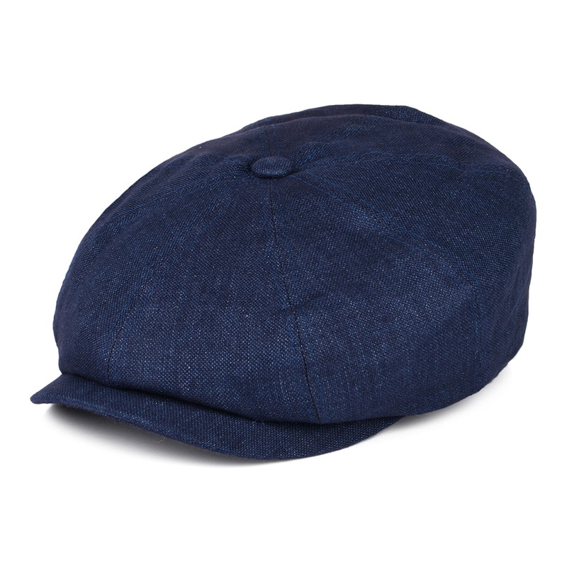 Stetson Hats Hatteras Marl Linen Newsboy Cap – Navy Blue 55
