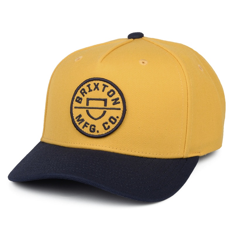 Brixton Hats Crest C NetPlus MP Snapback Cap – Yellow-Navy Adjustable