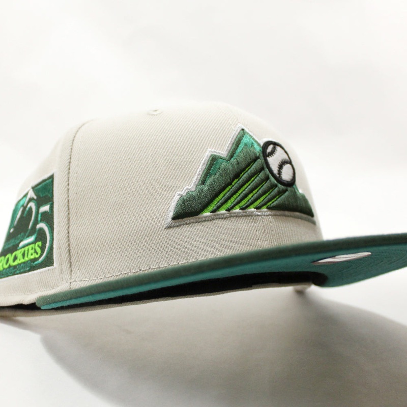Colorado Rockies 25th Anniversary New Era 59Fifty Fitted Hat (GITD Stone Pine Green Teal Under Brim) 7