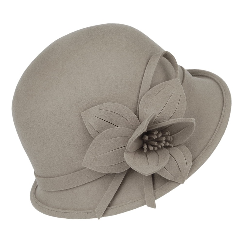 Failsworth Hats Wool Felt Flower Cloche – Latte 1-Size