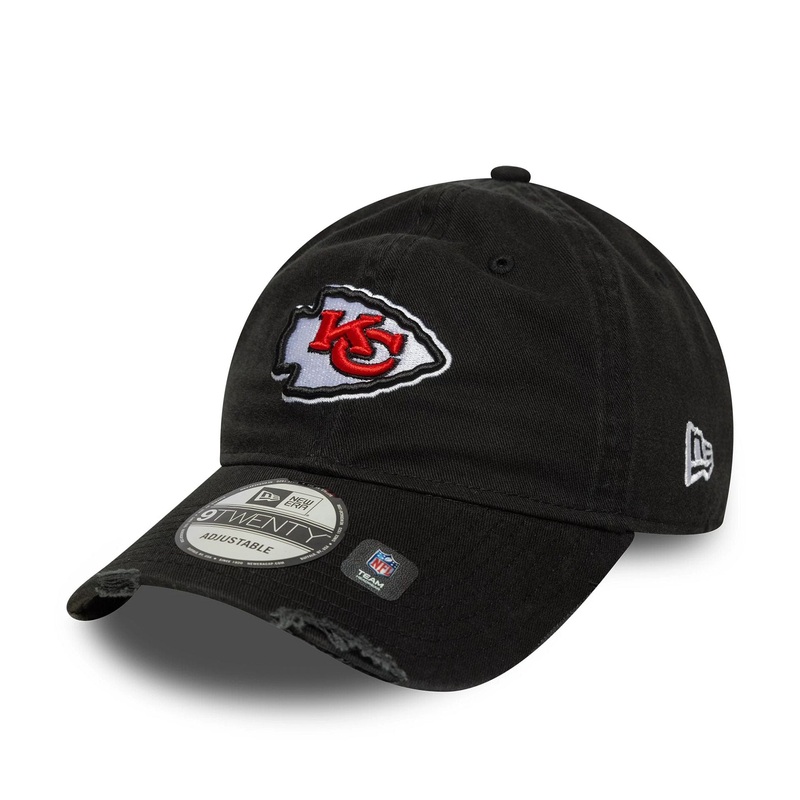 Kansas City Chiefs NFL Wash Black 9TWENTY Adjustable Cap OSFM