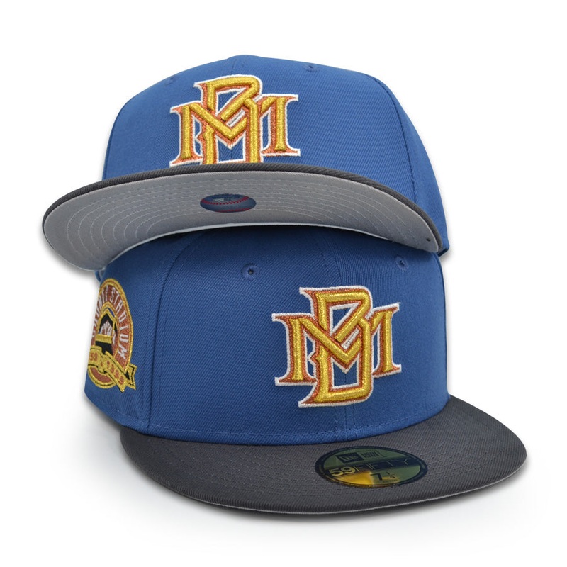 Milwaukee Brewers COUNTY STADIUM Exclusive New Era 59Fifty Fitted Hat – Indigo/DK Graphite 6 7/8