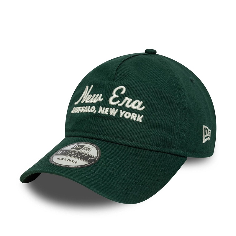 New Era Script Dark Green 9TWENTY A-Frame Adjustable Cap OSFM