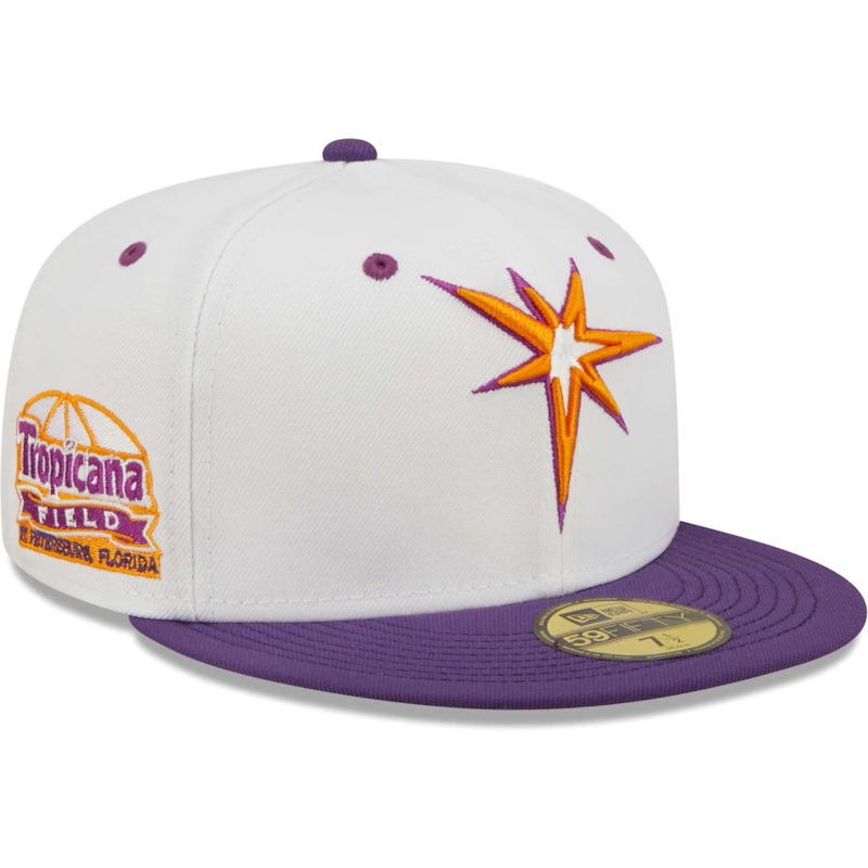New Era Tampa Bay Rays White/Purple Tropicana Field Grape Lolli 59FIFTY Fitted Hat