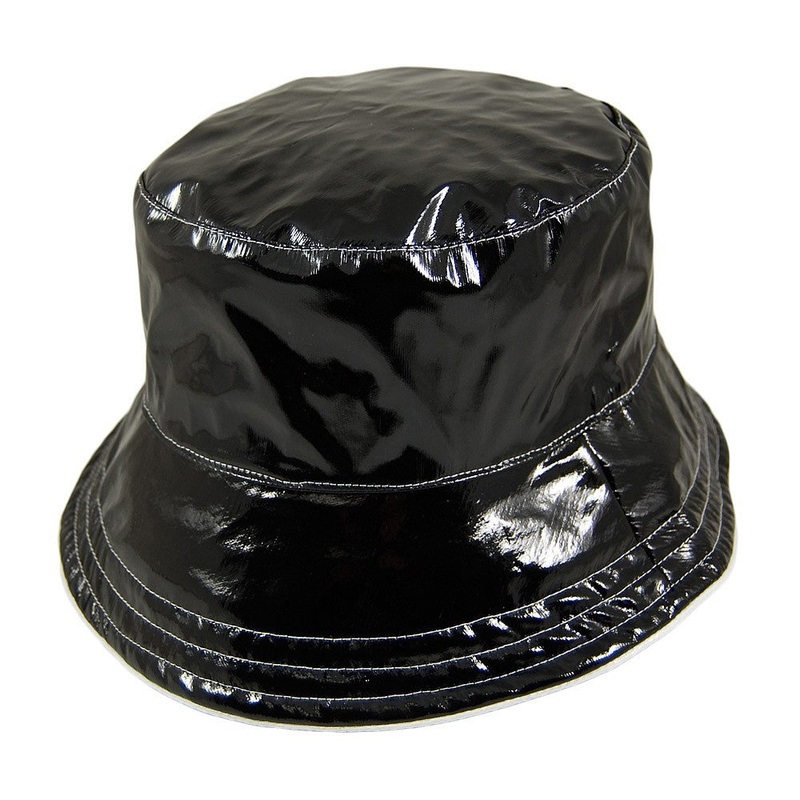 Scala Hats Luciella Reversible Vinyl Bucket Hat – Black 1-Size