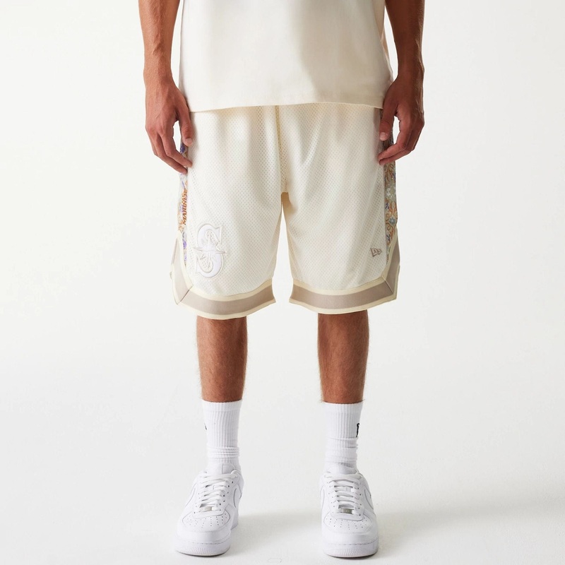 Seattle Mariners MLB Infill Open White Mesh Shorts XS