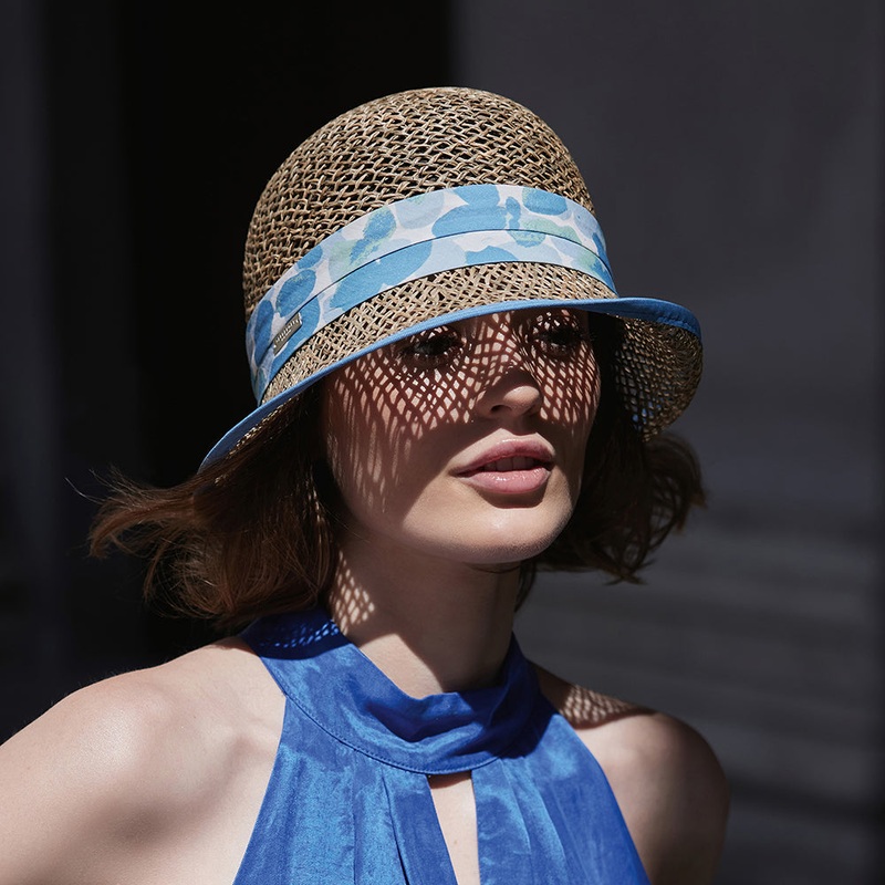 Seeberger Hats Seagrass Straw Cloche Hat – Natural-Blue S