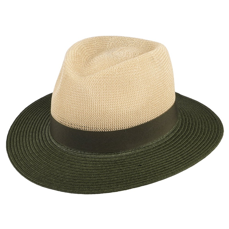 Seeberger Hats Two Tone Toyo Straw Fedora Hat – Natural-Olive 1-Size