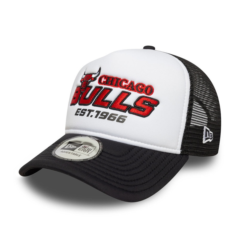 Chicago Bulls A-Frame NBA Graphic White/Black Trucker Cap One Size