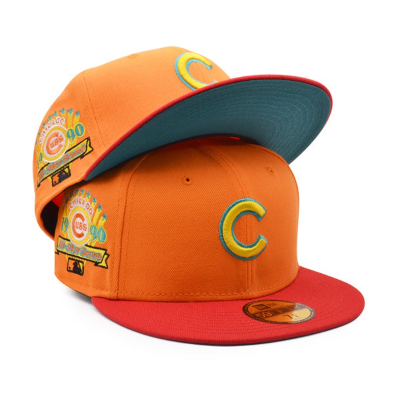 Chicago Cubs 1990 ALL-STAR GAME Exclusive New Era 59Fifty Fitted Hat Orange/Red/Teal UV 7