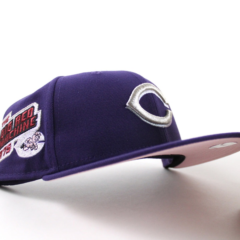 Cincinnati Reds 1975 Big Red Machine New Era 59Fifty Fitted Hat (Purple Pink Under Brim) 7