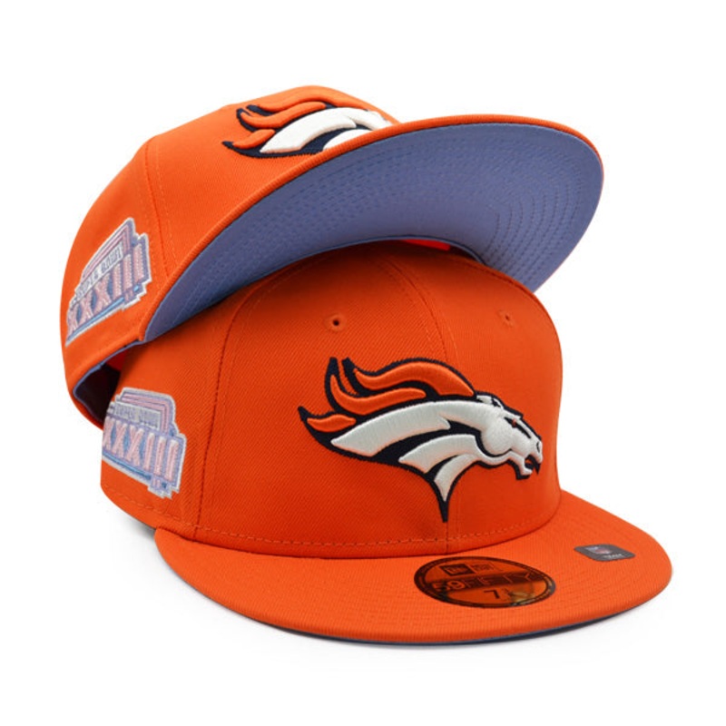 Denver Broncos SUPER BOWL XXXlll (33) Exclusive New Era 59Fifty Fitted Hat – Orange/Sky Bottom 7
