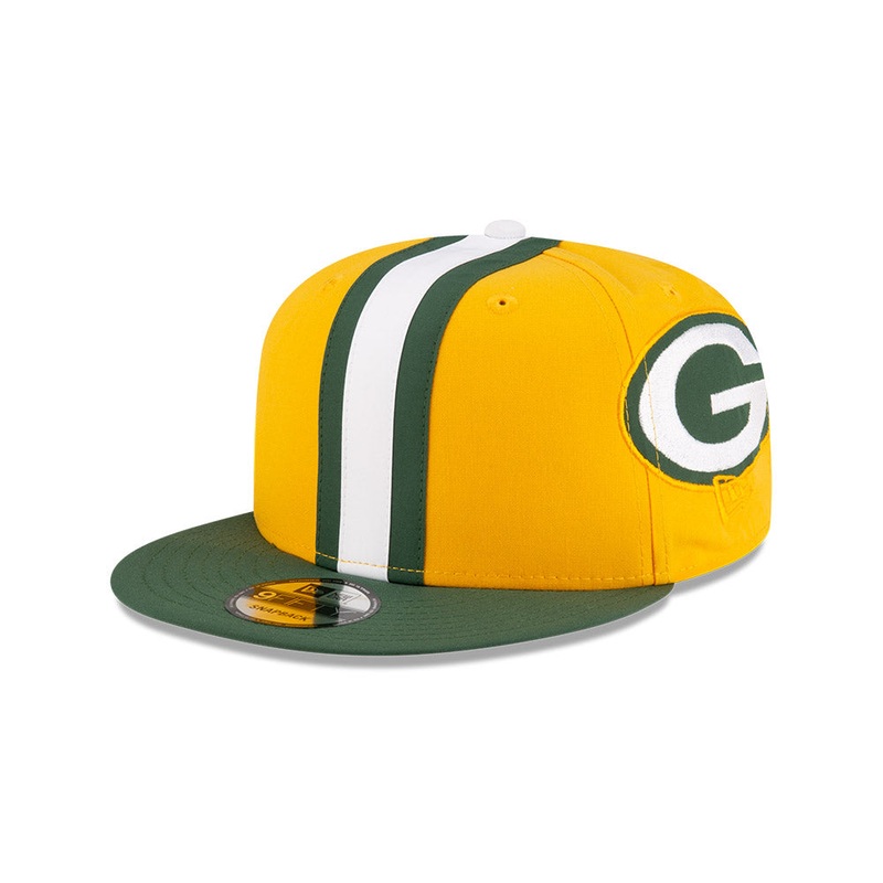Green Bay Packers New Era HELMET 9Fifty Snapback Hat – Yellow/Green