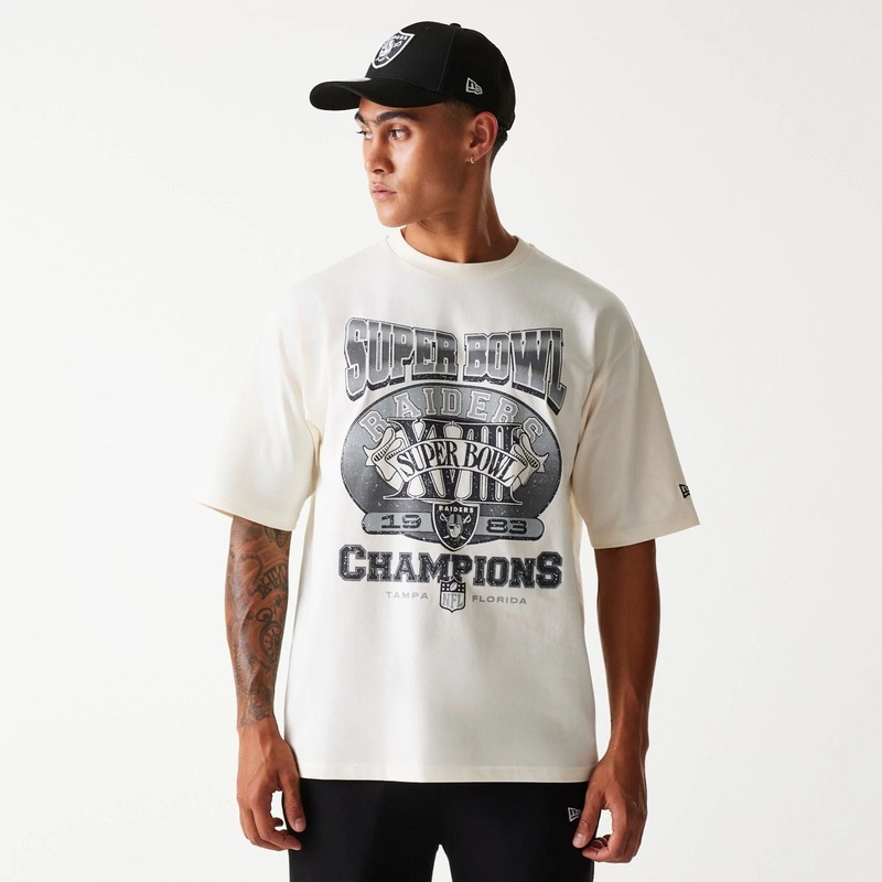Las Vegas Raiders NFL Super Bowl Open White Oversized T-Shirt XS