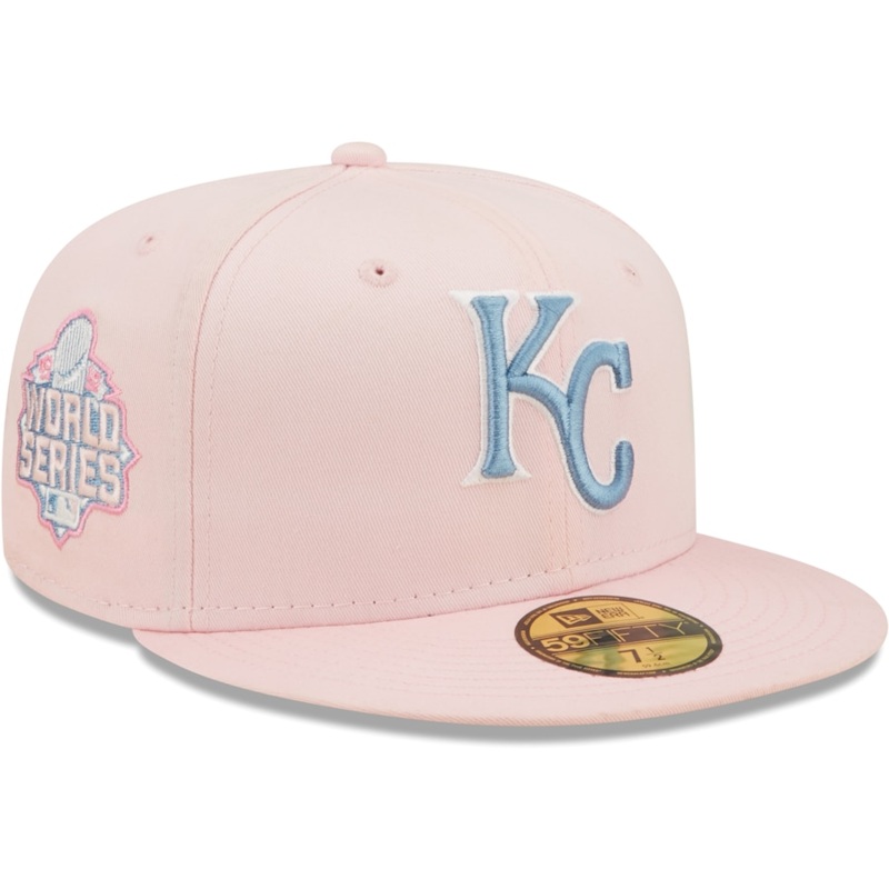 New Era Kansas City Royals Pink/Sky Blue 2015 World Series Undervisor 59FIFTY Fitted Hat