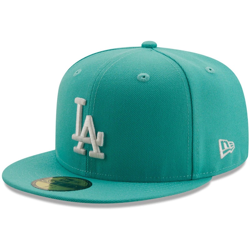 New Era Los Angeles Dodgers Mint 100th Anniversary Peach Undervisor 59FIFTY Fitted Hat