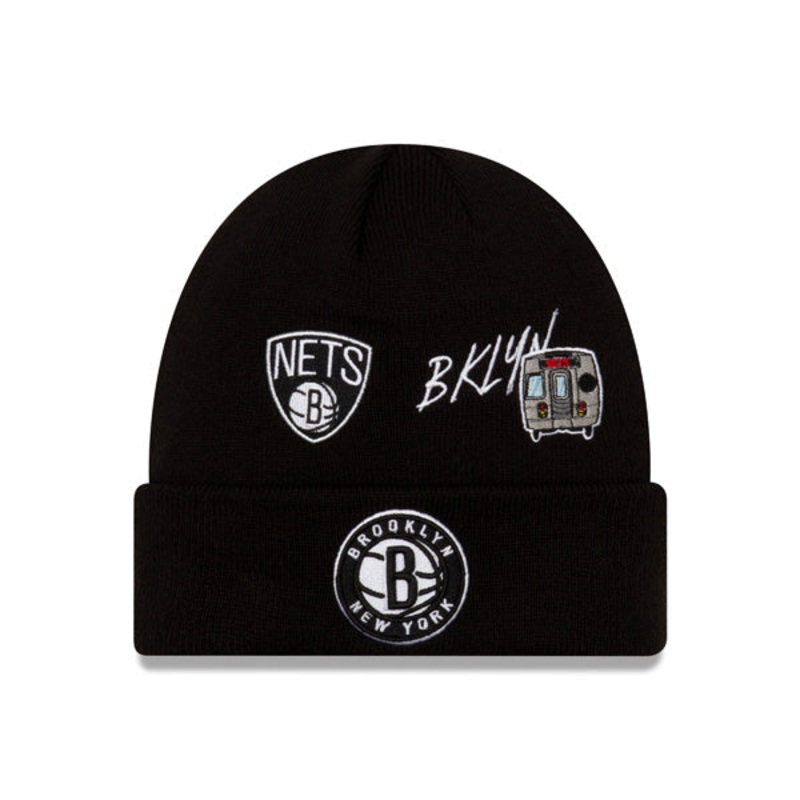 Brooklyn Nets New Era WORLD SERIES CITY TRANSIT Cuffed Knit NBA Hat – Black