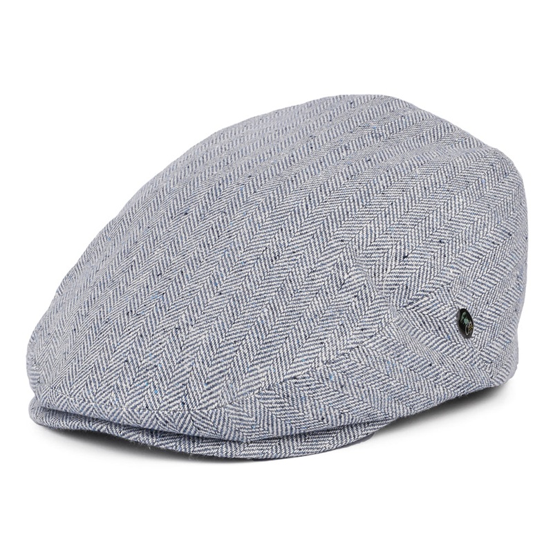 City Sport Herringbone Pure Silk Summer Flat Cap – Blue S