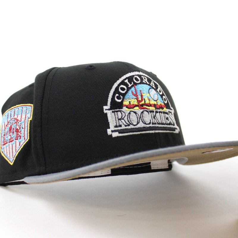 Colorado Rockies EST 1993 New Era 59Fifty Fitted Hat (GITD Black Gray Khaki Under Brim) 7