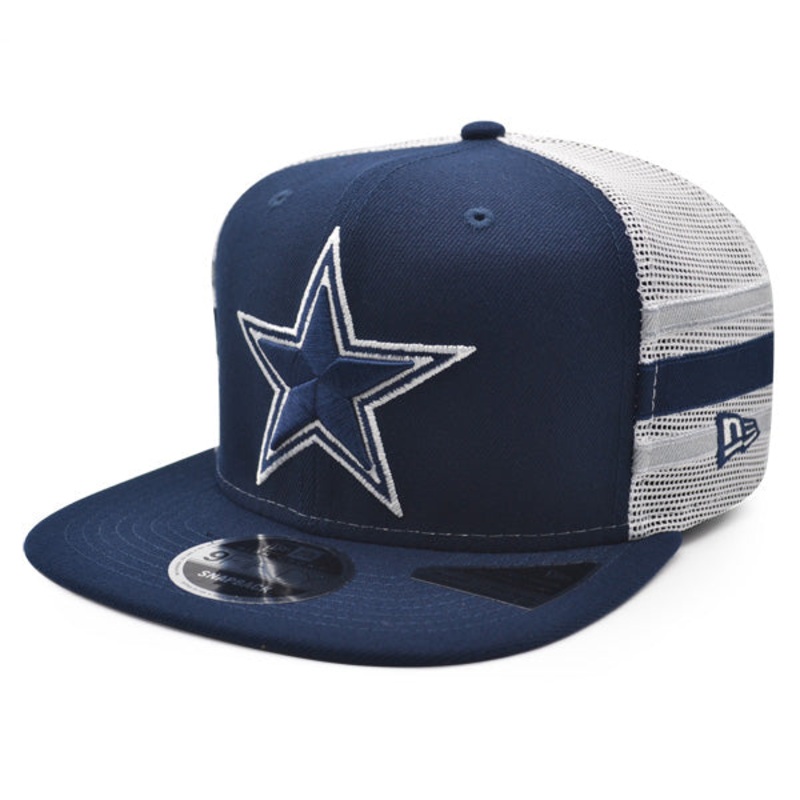 Dallas Cowboys New Era STRIPE TRUCKER 9Fifty Snapback NFL Hat – Navy/White