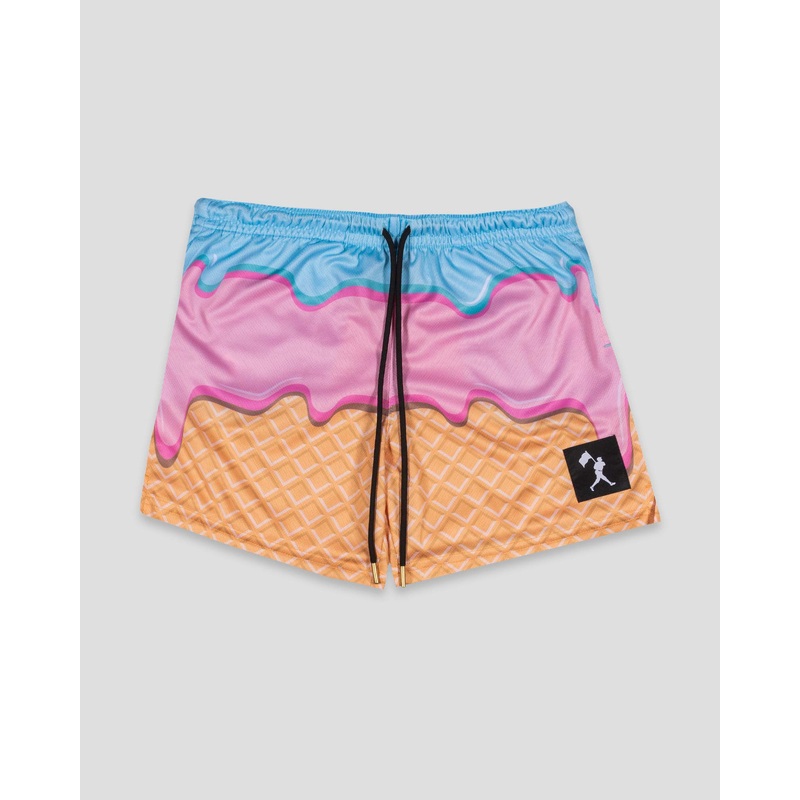 Frozen Treats Ice Cream Sundae Diamond Air Mesh Shorts Small