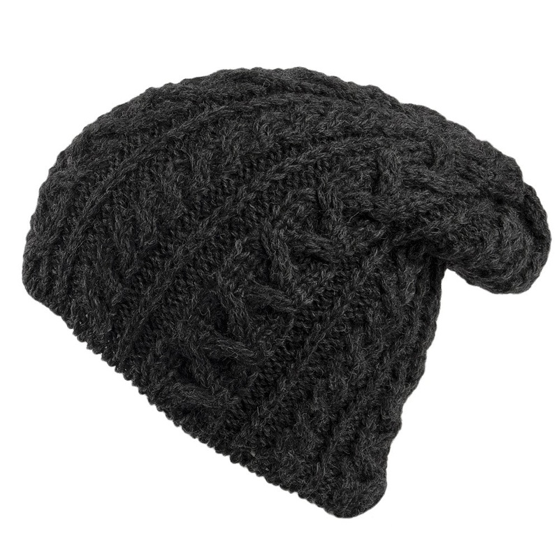Highland 2000 English Wool Oversized Beanie Hat – Charcoal 1-Size
