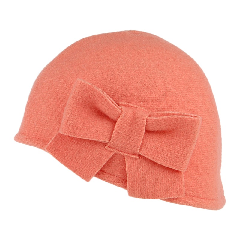 Hritage par Laulhre Hats Seine Merino Wool Cloche – Coral 1-Size