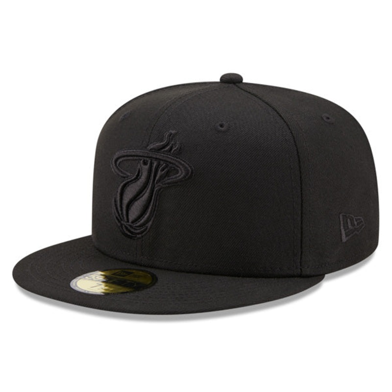 Miami Heat New Era BOB Black on Black Fitted 59Fifty NBA Hat 7