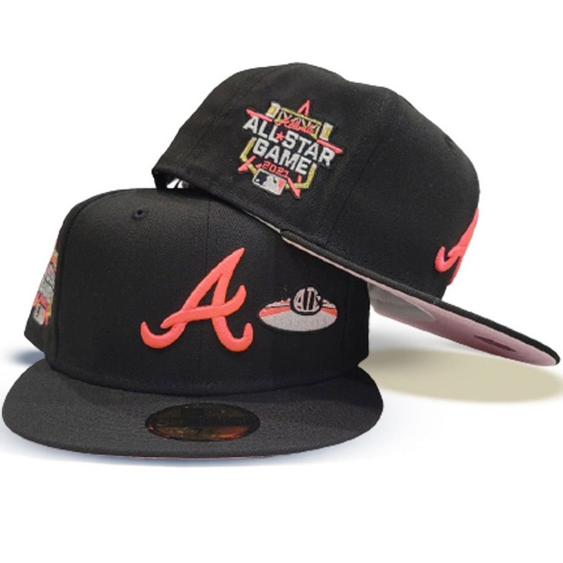 New Era Black Atlanta Braves City Icons Pink Bottom 2021 All Star Game 59Fifty Fitted Hat