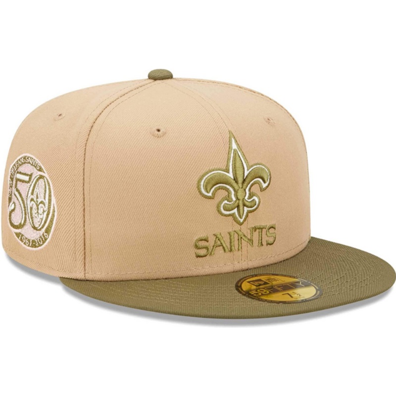New Era New Orleans Saints 50th Anniversary Saguaro Tan/Olive 59FIFTY Fitted Hat