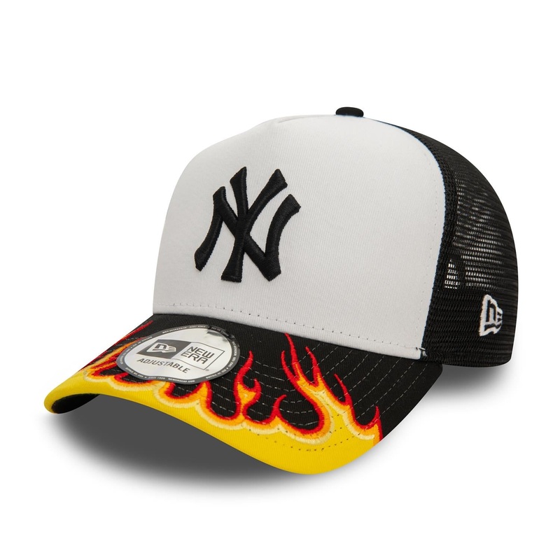 New York Yankees E-Frame MLB Flame White/Black Trucker Cap One Size
